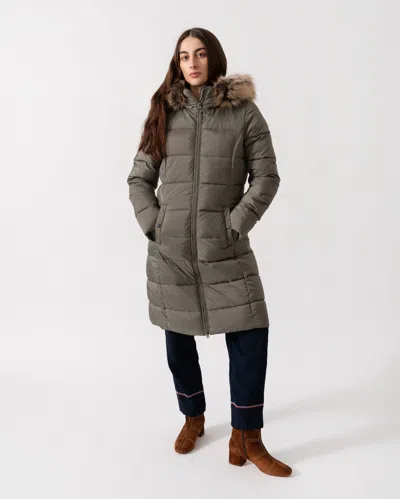 Barbour Rosoman Womens Long Puffer Jacket In Gray