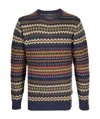 Barbour Graphic Print Crew Neck Wool Sweater In Multicolor