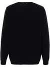 Barbour Ribbed Knit Round Neck Wool Sweater In Blue