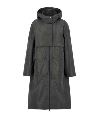 Barbour Roxanna Long Trench Coat In Green