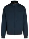 Barbour 'royston' Navy Waxed Cotton Bomber Jacket In Navy