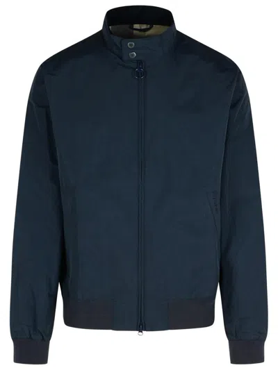 BARBOUR BARBOUR 'ROYSTON' NAVY WAXED COTTON BOMBER JACKET