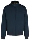Barbour 'royston' Navy Waxed Cotton Bomber Jacket In Black
