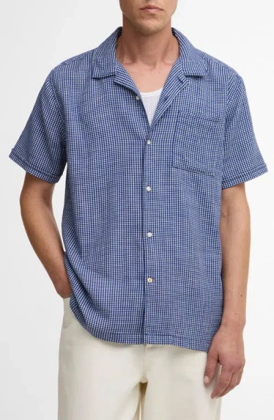 Barbour Rudbek Geo Jacquard Cotton Camp Shirt In Blue