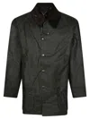 Barbour Rugged Dark Green Waxed Parka In Black
