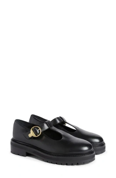 Barbour Ryton Mary Jane Leather Flat In Black