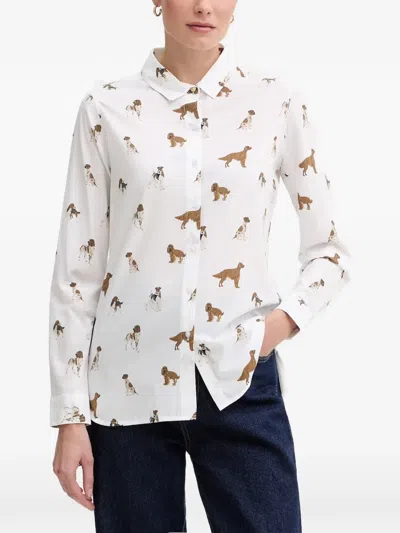 Barbour Safari Dog-print Button-down Shirt In White