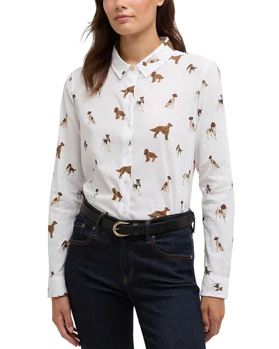 Barbour Safari Dog Print Button-up Shirt In White