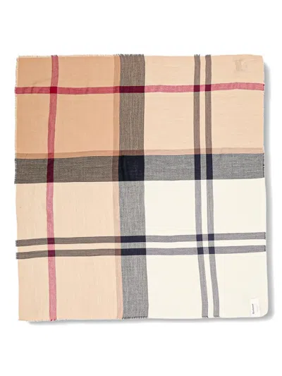 Barbour Saffron Tartan Fringed Scarf In Neutral