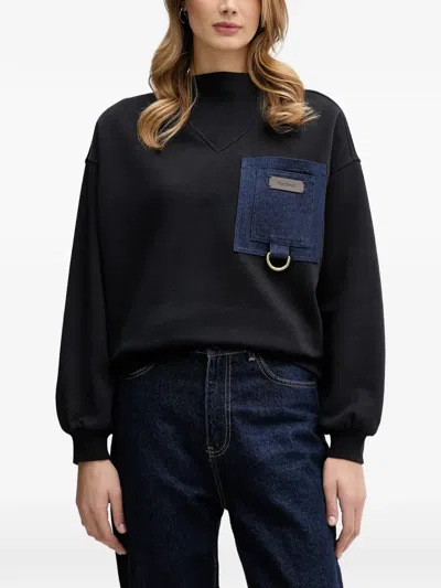 Barbour Saima Denim Pocket Sweater In Black