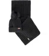 Barbour Saltburn Black Beanie + Scarf Set In Gray