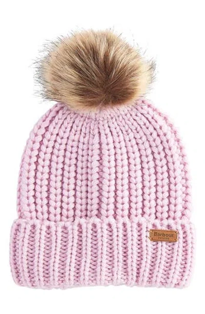 Barbour Saltburn Chunky Knit Beanie In Pink