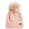 Barbour Saltburn Faux Fur Pom Beanie In Pink