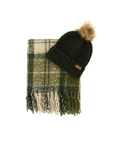 Barbour Saltburn Hat And Scarf Set In Multi