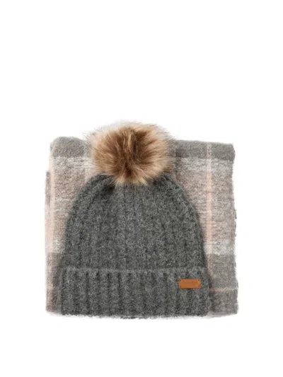 Barbour Saltburn Scarf And Cap Set Scarves Grey In Gray