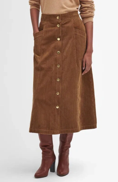 Barbour Samara Cotton Corduroy Midi Skirt In Sienna