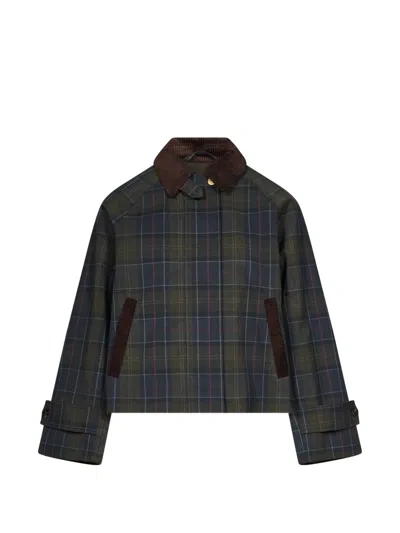 Barbour Sandra Tartan Showerproof Jacket In Animal Print