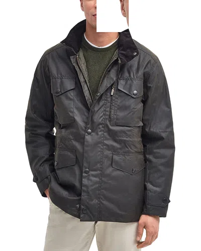 Barbour Sapper Waxed Cotton Jacket In Black
