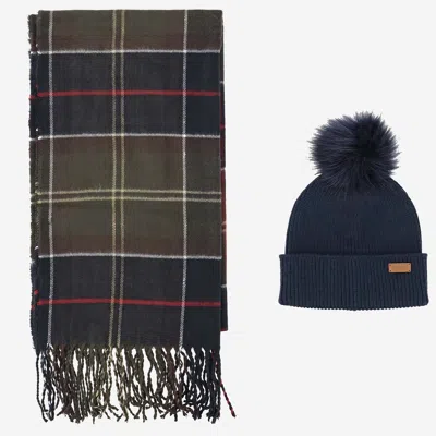 Barbour Scarf And Beanie Set In Multi