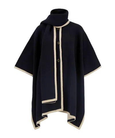 Barbour Scarf Collar Cape In Blue
