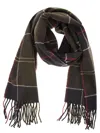 Barbour Scarf With Tartan Pattern In Olive