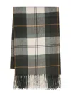 Barbour Check-pattern Fringed Scarf In Green