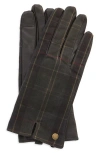 Barbour Scarlett Tartan & Leather Touchscreen Gloves In Multi