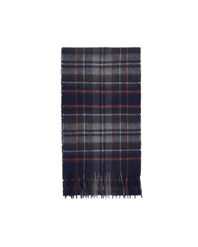 Barbour Sciarpa New Check Tartan Navy Dark Ginger In Ny95