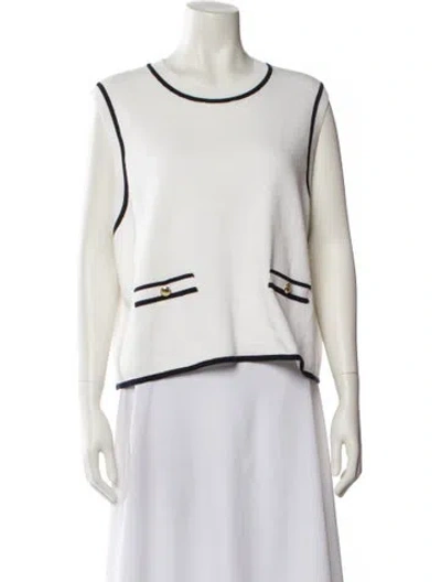 Pre-owned Barbour Scoop Neck Sleeveless Crop Top W/ Tags In White