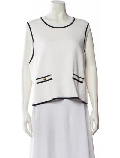 Pre-owned Barbour Scoop Neck Sleeveless Crop Top W/ Tags In White