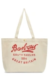Barbour Script Cotton Canvas Tote In Blue