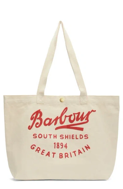 Barbour Script Cotton Canvas Tote
