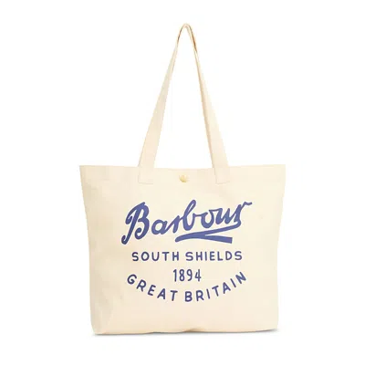 Barbour Script Cotton Canvas Tote In Neutral
