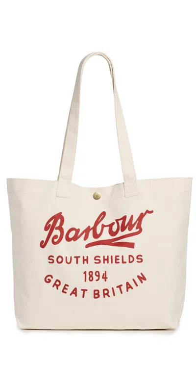 Barbour Script Tote Bag Red Logo