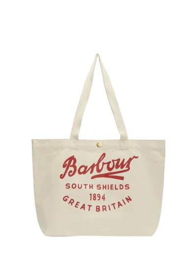 Barbour Logo-graphic Tote Bag In Neutral