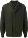 Barbour Seaweed Green Button-front Knit Sweater With Ribbed Detailing In Black
