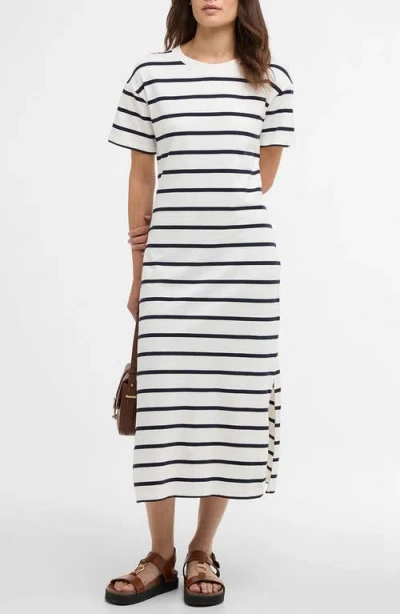 Barbour Selena Stripe T-shirt Midi Dress In White