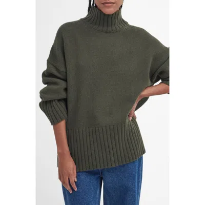 Barbour Serena Cotton & Wool Blend Turtleneck Sweater In Green