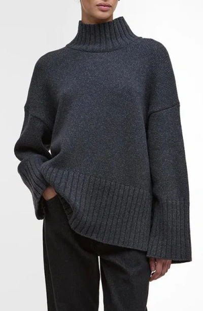 Barbour Serena Oversize Cotton & Wool Blend Mock Neck Sweater In Blue