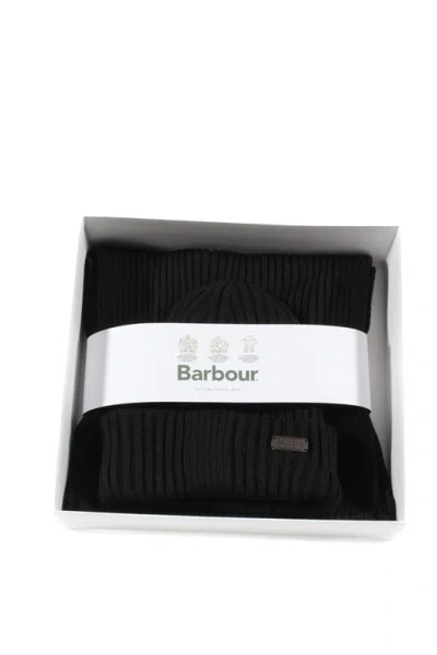 Barbour Set Scarf And Hat Man Acrylic  2mmgs0019 Black