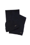 Barbour Mens Navy Carlton Fleck Wool-blend Beanie And Scarf Gift Set In Blue