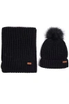 Barbour Knitted Set With Pom-pom And Ribbed Texture In Black