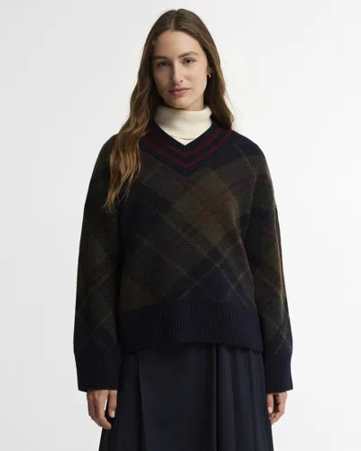 Barbour Shadow Classic Tartan Knit Jumper In Multi