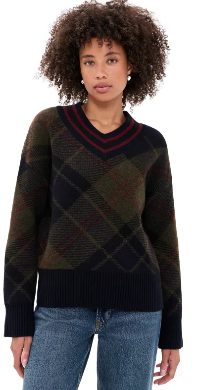 Barbour Shae Knitted Sweater Shadow Classic Tartan In Brown