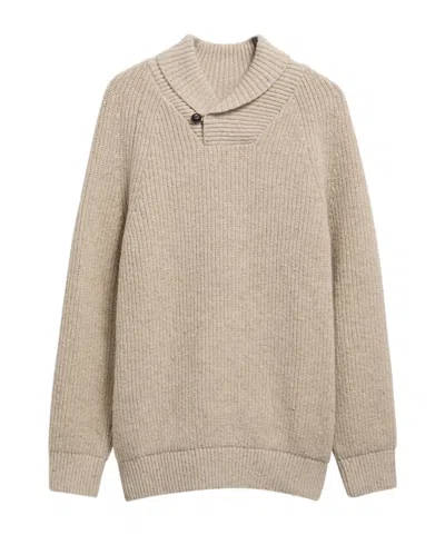 Barbour Shawl Collar Chunky Knit Sweater In Neutral