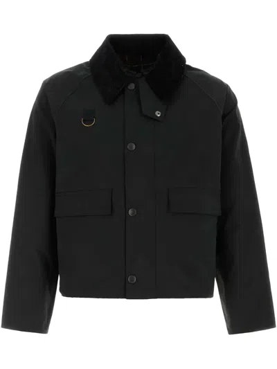 Barbour Black Spey Jacket In Cotton Blend