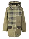 Barbour Shelley Plaid-pattern Parka Jacket In Green