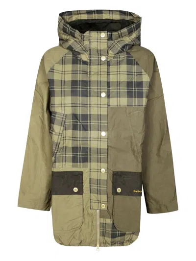 Barbour Shelley Plaid-pattern Parka Jacket In Green