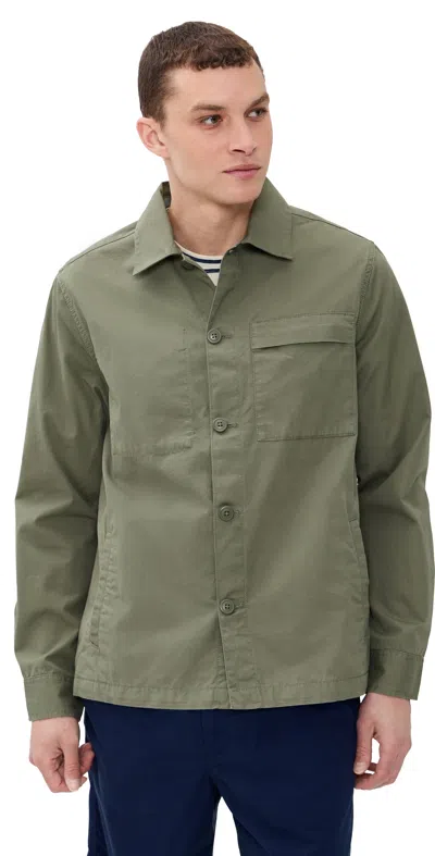 Barbour Sherburn Cotton Overshirt Dusty Olive In Green