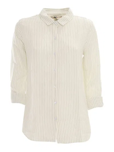 Barbour Striped Linen Shirt In White